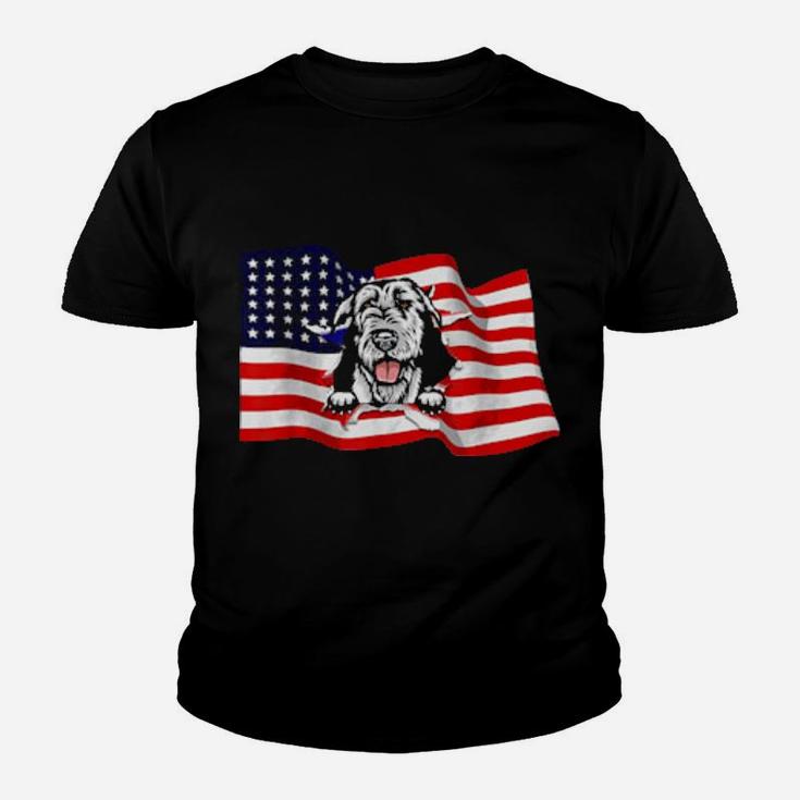 Irish Wolfhound American Flag Usa Patriot Dog Youth T-shirt