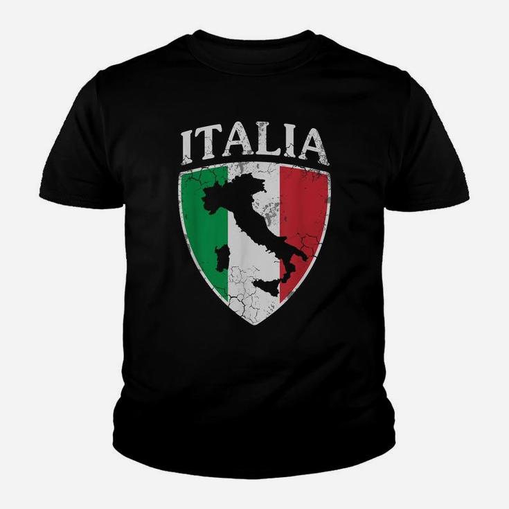 Italia Crest Map Italy Italian Flag Retro Distressed Youth T-shirt