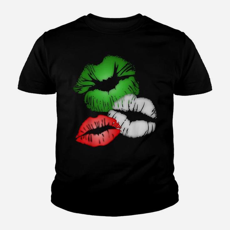 Italian Flag Colors Kissing Lips Youth T-shirt