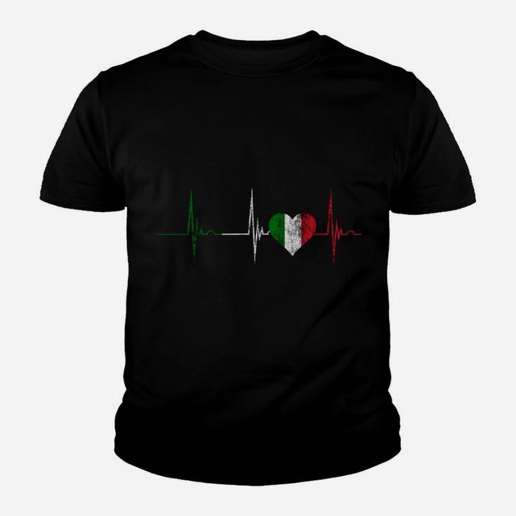 Italy Heart Italian Heartbeat Ekg Pulse Italiano Italia Youth T-shirt