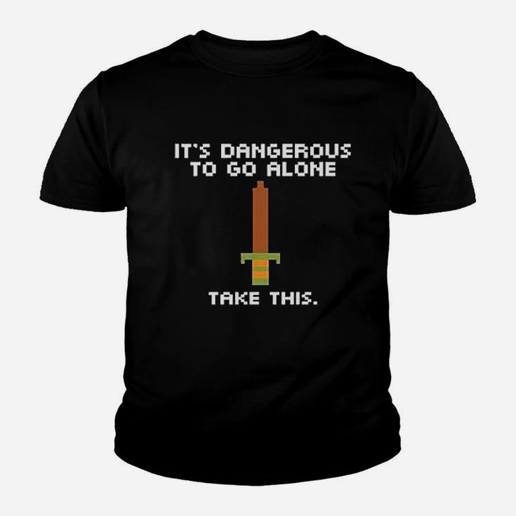 Its Dangerous To Go Alone Take This 8 Bit Gaming Black 4Xl Graphic Youth T-shirt