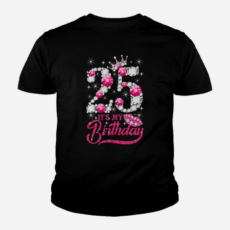 It's My 25Th Birthday Queen 25 Years Old Shoes Crown Diamond Sweatshirt Youth T-shirt