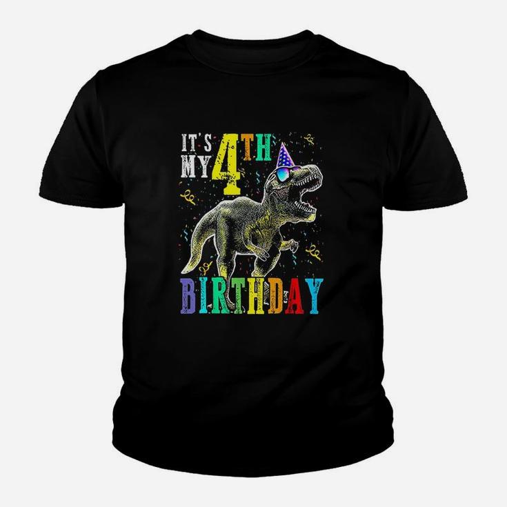 Its My 4Th Birthday Happy 4 Year Dinosaur Youth T-shirt
