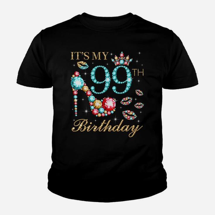 It's My 99Th Birthday Cute 99 Years Old Birthday Queen Sweatshirt Youth T-shirt