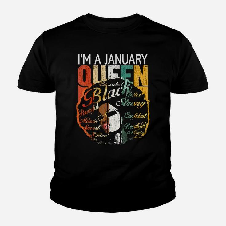 January Birthday Shirts Gift For Women - Black African Queen Youth T-shirt
