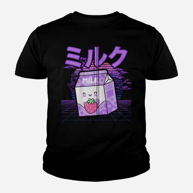 Japanese Kawaii Face Strawberry Milk Carton Funny Retro 90S Zip Hoodie Youth T-shirt