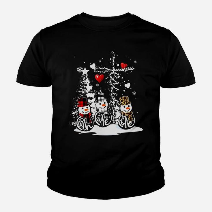 Jesus Christmas Season Faith Love Snowman Christian Sweatshirt Youth T-shirt
