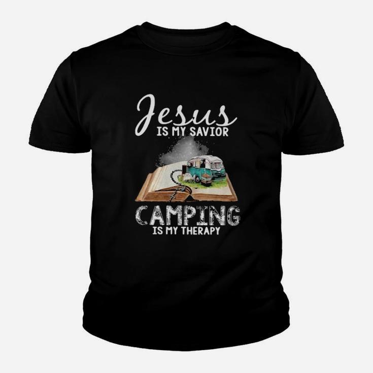 Jesus Is My Savior Camping Is My Therapy Youth T-shirt