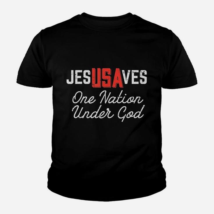 Jesus Saves One Nation Under God Youth T-shirt