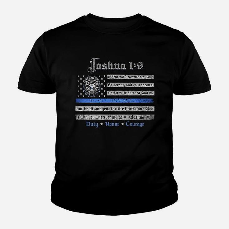 Joshua 19 Back The Blue Law Enforce Youth T-shirt