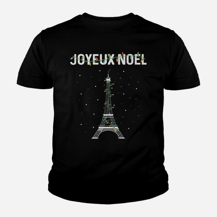 Joyeux Noel French Paris Eiffel Tower Christmas Youth T-shirt