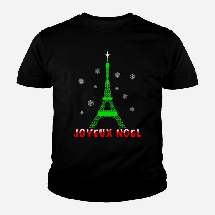 Joyeux Noel French Paris Eiffel Tower Merry Christmas Xmas Youth T-shirt