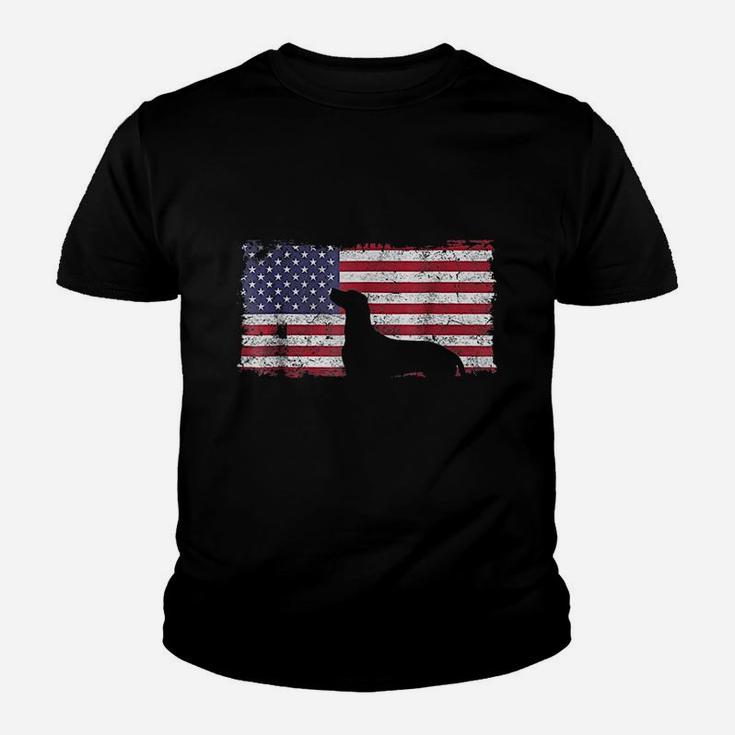 July Vizsla Dog American Flag Youth T-shirt
