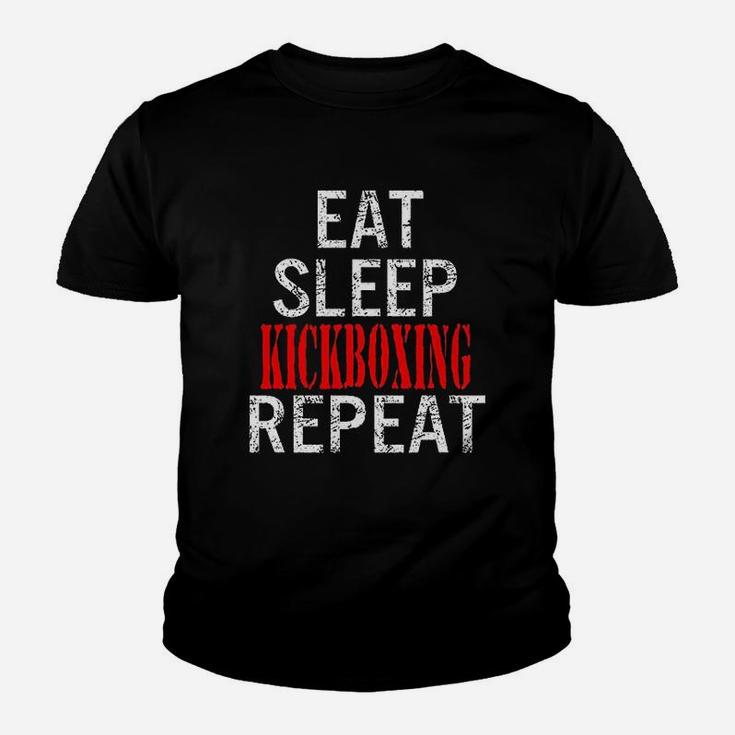 Junior Eat Sleep Kickboxing Repeat Tv3 Black Youth T-shirt