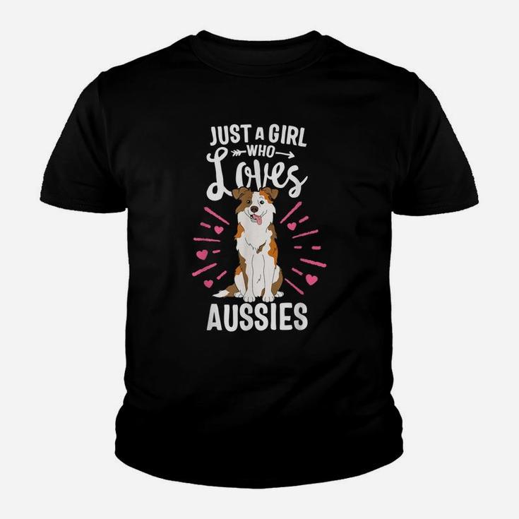 Just A Girl Who Loves Aussies Australian Shepherd Dog Mama Youth T-shirt