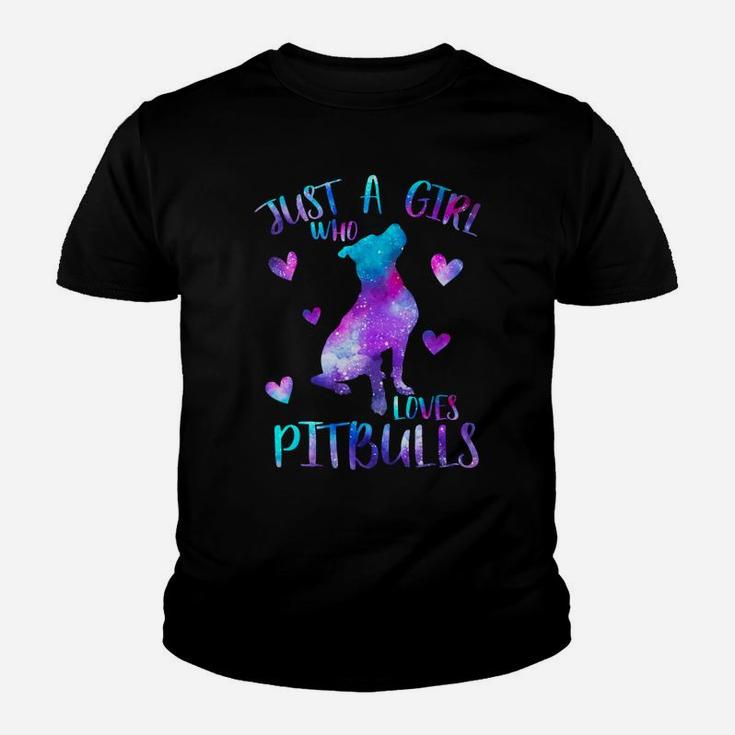 Just A Girl Who Loves Pitbulls Galaxy Space Pitbull Mom Gift Youth T-shirt