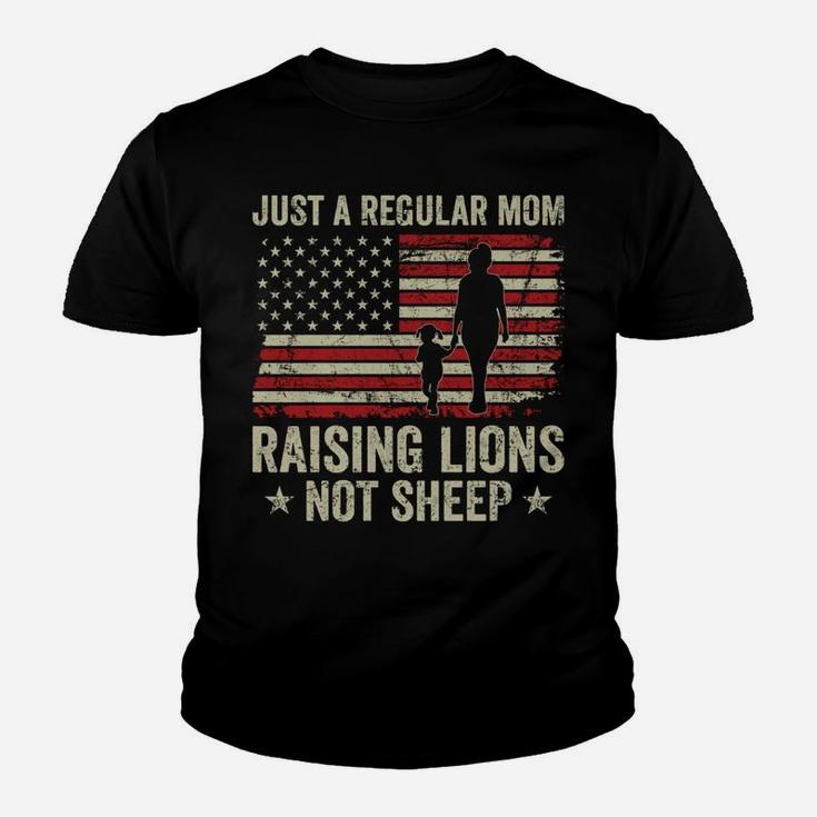 Just A Regular Mom Raising Lions - Patriotic Mama Parenting Youth T-shirt