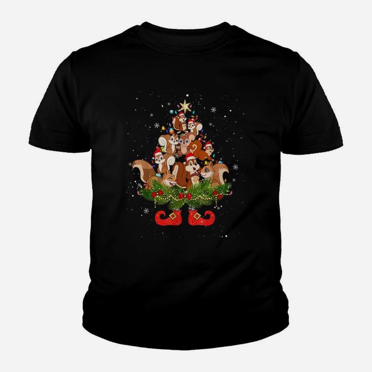 Kangaroos Christmas Tree Lights Funny Santa Hat Lover Youth T-shirt