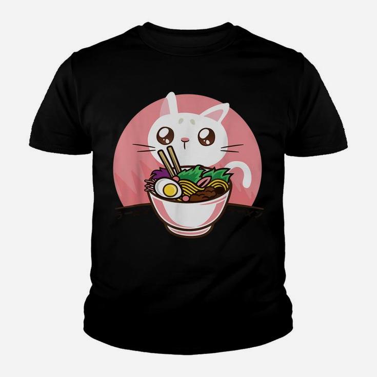 Kawaii Anime Cat Japanese Ramen Noodles Shirt Gift For Women Youth T-shirt