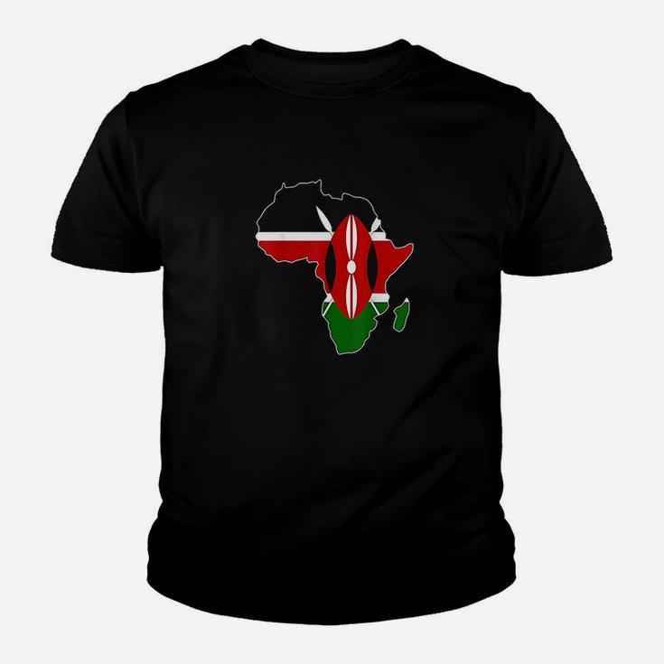 Kenyan Pride With Kenya Flag Clipped Inside Africa Map Youth T-shirt