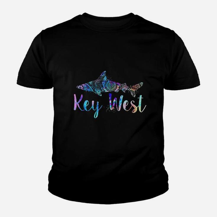 Key West Fl Shark Mandala Fishing Diving Vacation Souvenir Youth T-shirt
