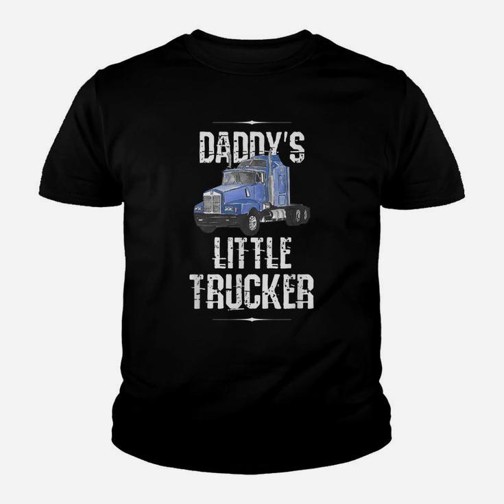 Kids Semi Truck Boys Gift Daddy's Little Trucker Youth T-shirt