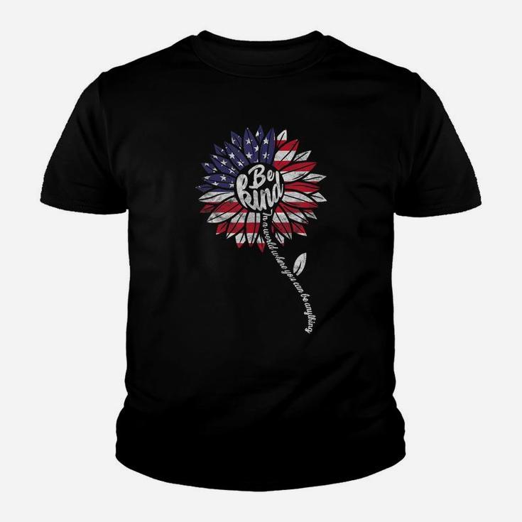 Kindness Sunflower Usa Flag 4Th Of July Patriotic Flower Youth T-shirt