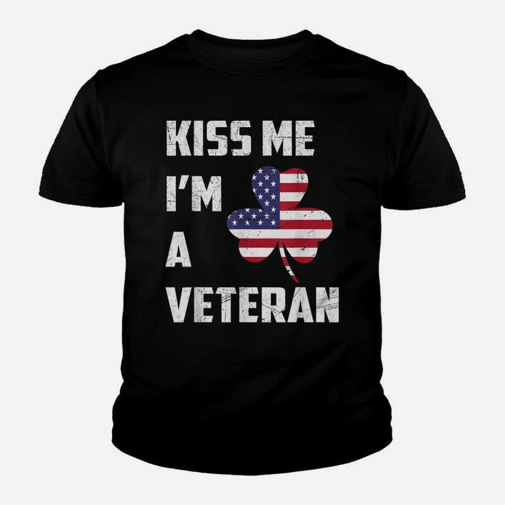 Kiss Me I'm Veteran American Flag Tee St Patricks Day Gift Youth T-shirt