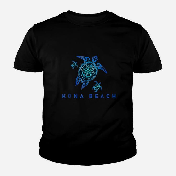 Kona Beach Hawaii Sea Blue Tribal Turtle Youth T-shirt