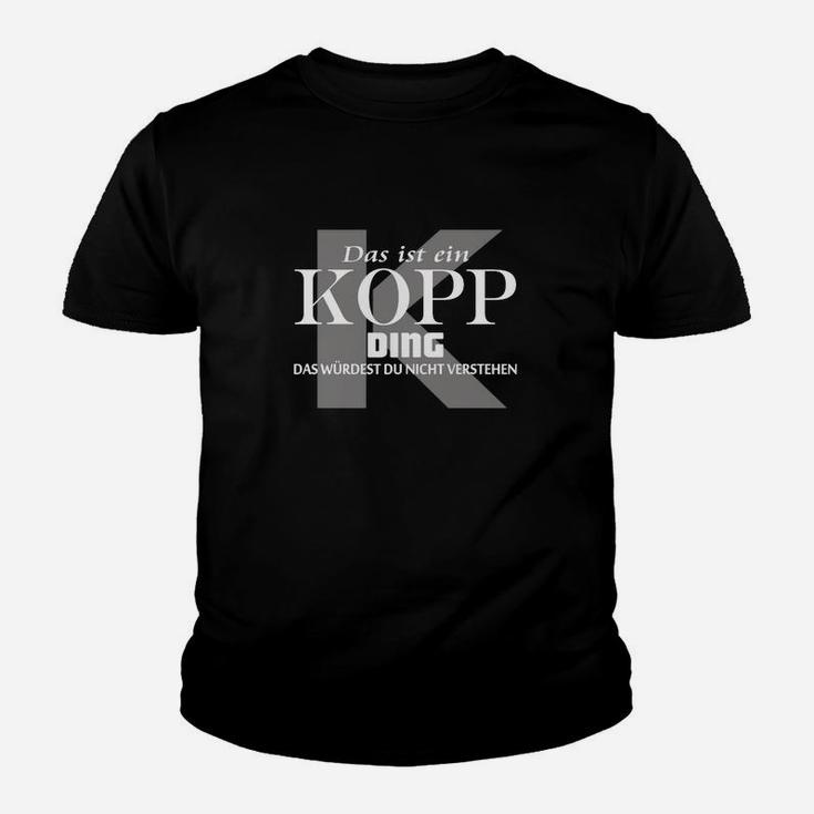 KOPP DING Schwarzes Kinder Tshirt - Lustiges Verständnis-Design