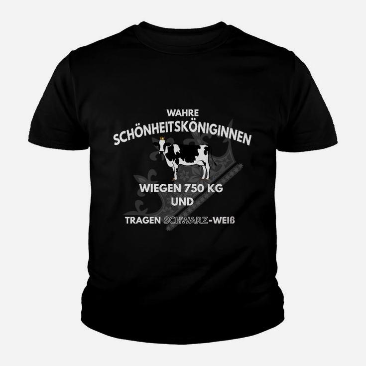 Kuhmotiv Kinder Tshirt Schwarz-Weiß, Spruch Über Schönheitsköniginnen