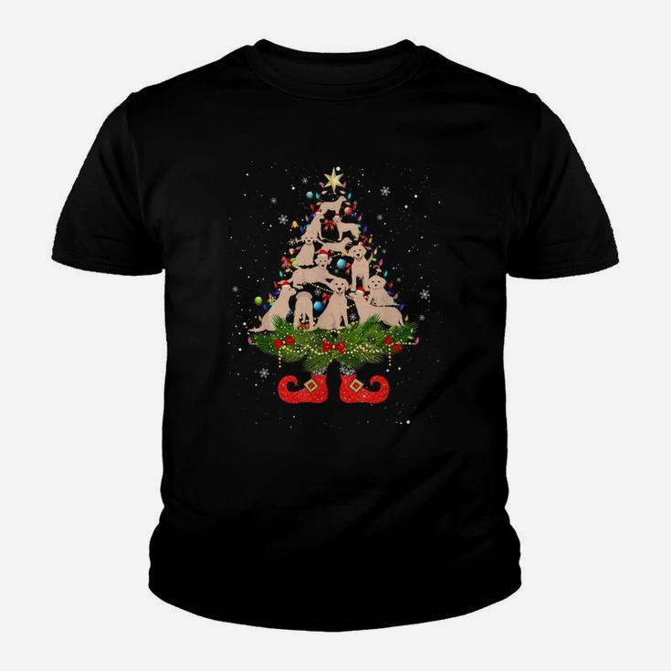 Labrador Christmas Tree Lights Funny Santa Hat Dog Lover Youth T-shirt