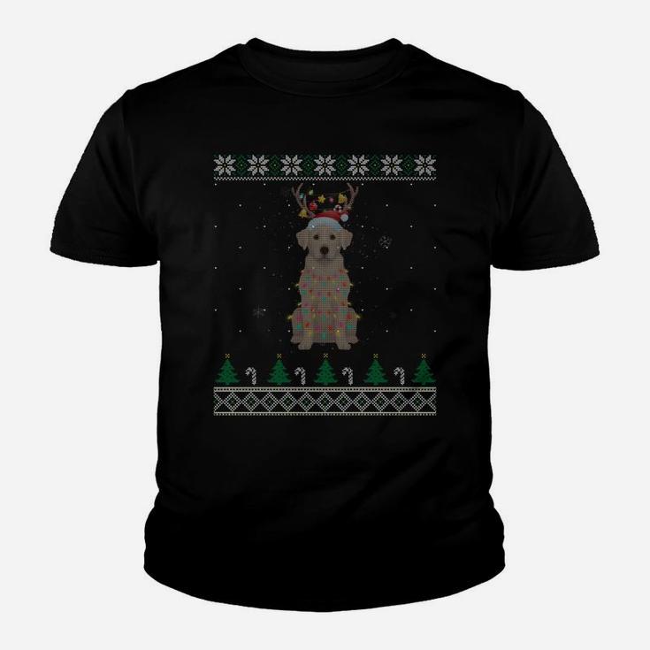 Labrador Reindeer Santa Hat Christmas Tree Xmas Light Gift Youth T-shirt