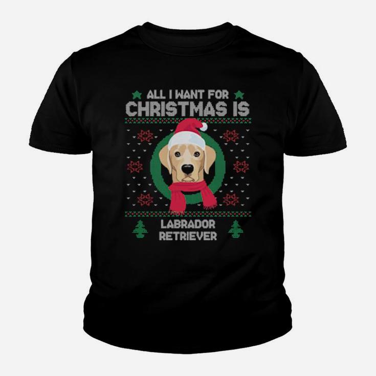 Labrador Retriever Santa Hat Ugly Sweater Xmas Youth T-shirt