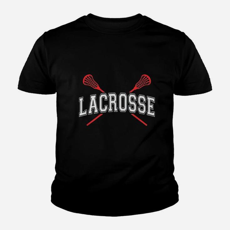 Lacrosse  Red Crossed Sticks Youth T-shirt