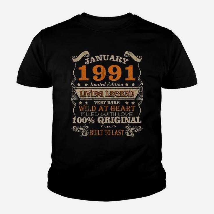 Legend Born In January 1991 30Th Birthday 30 Years Old Gift Youth T-shirt