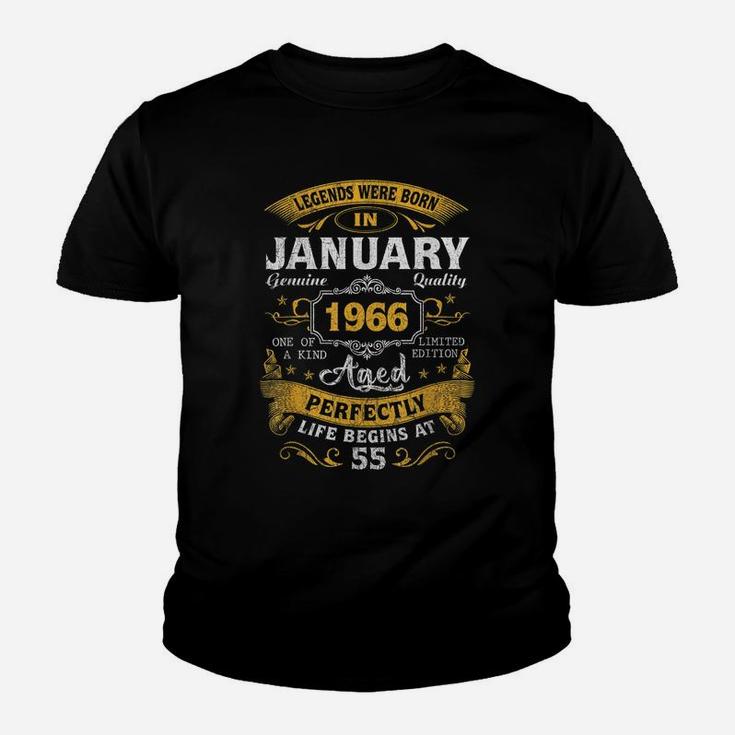 Legends Born In January 1966 55Th Birthday Gift 55 Yrs Old Youth T-shirt