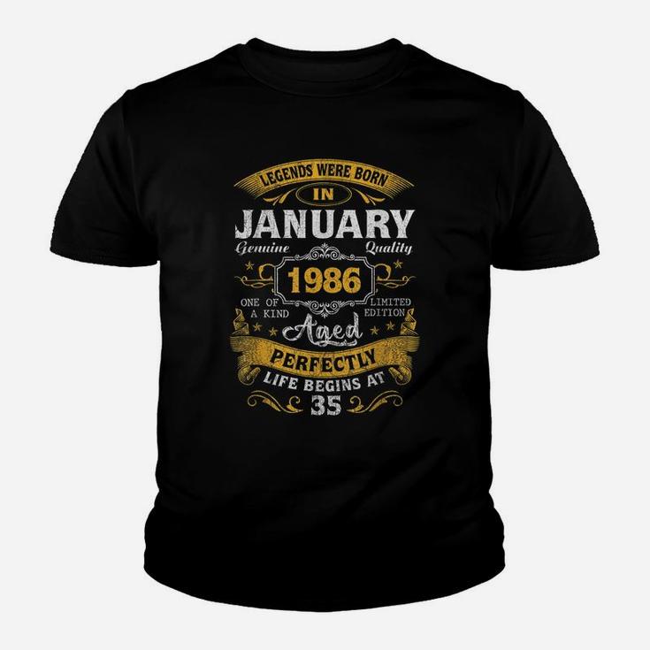 Legends Born In January 1986 35Th Birthday Gift 35 Yrs Old Youth T-shirt