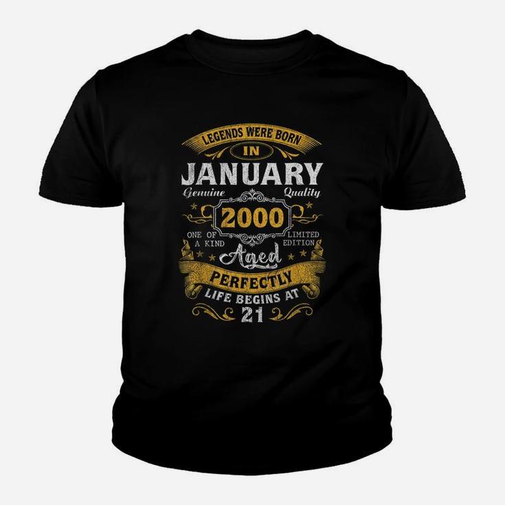 Legends Born In January 2000 21St Birthday Gift 21 Yrs Old Youth T-shirt