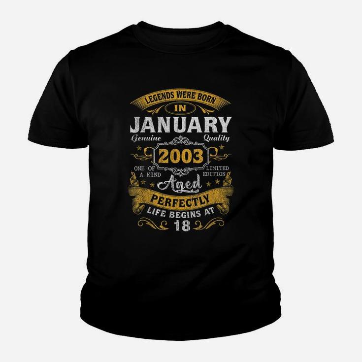 Legends Born In January 2003 18Th Birthday Gift 18 Yrs Old Youth T-shirt