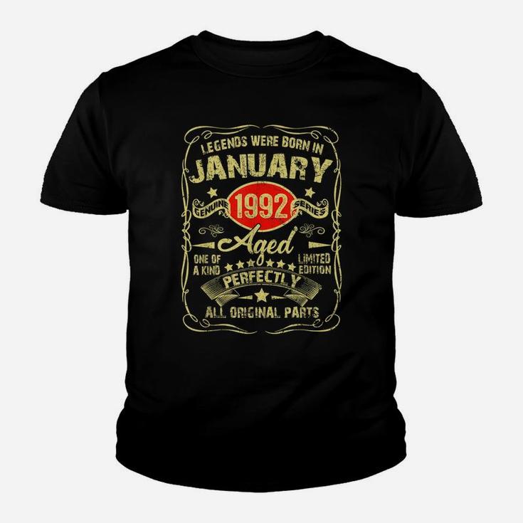 Legends January 1992 Gift 30 Year Old 30Th Birthday Gifts Youth T-shirt