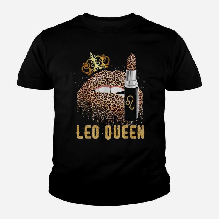 Leo Queen Leopard Lips Shirt Leo Youth T-shirt