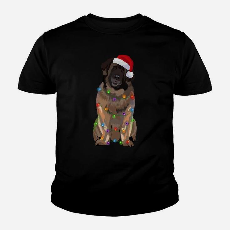 Leonberger Christmas Lights Xmas Dog Lover Santa Hat Sweatshirt Youth T-shirt
