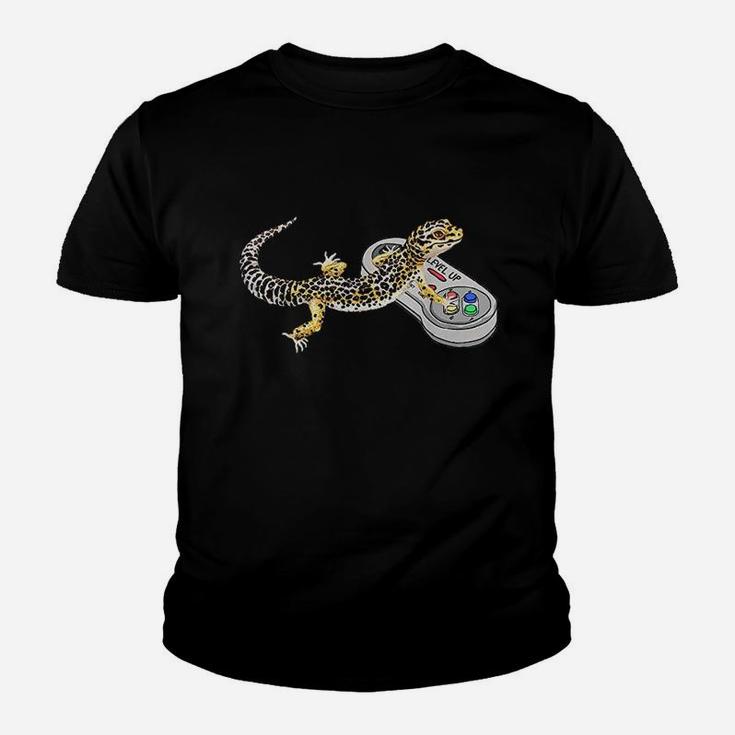 Leopard Gecko Playing Video Game Lizard N Reptiles Gamers Youth T-shirt