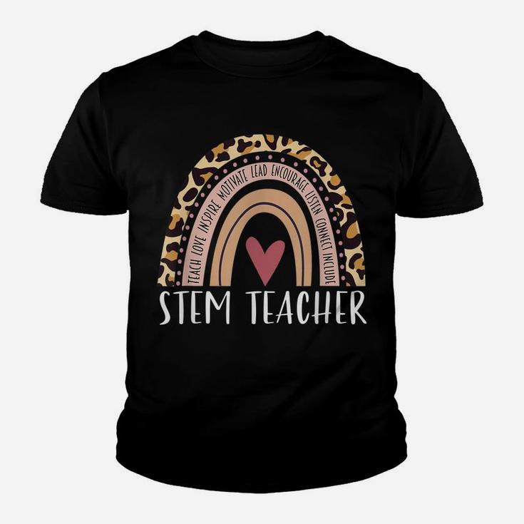 Leopard Rainbow Stem Teacher Back To School Women Cute Youth T-shirt
