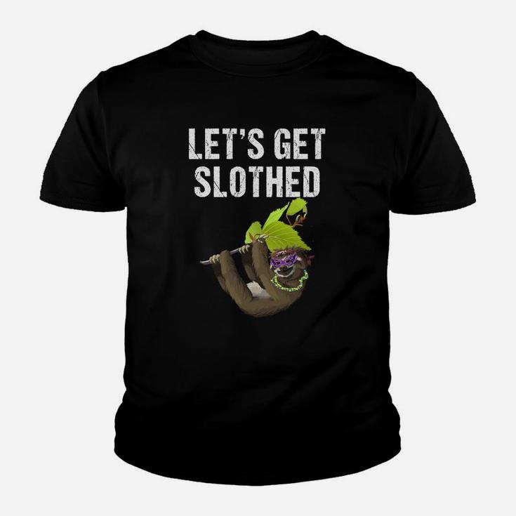 Lets Get Slothed Funny Sloth Mardi Gras Youth T-shirt