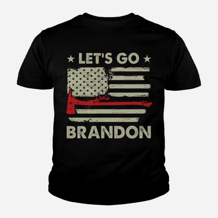 Let's Go Brandon Firefighter Thin Red Line Us Flag Youth T-shirt