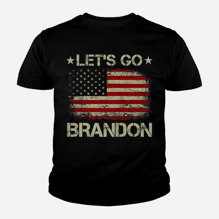 Let's Go Brandon Vintage American Flag Patriotic On Back Youth T-shirt