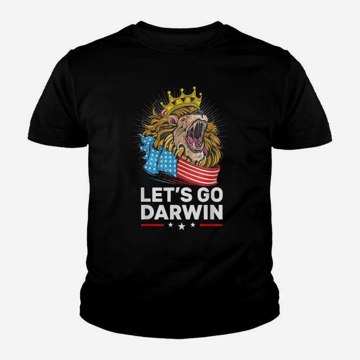 Let’S Go Darwin Funny Vintage Us Flag Lion Lets Go Darwin Youth T-shirt