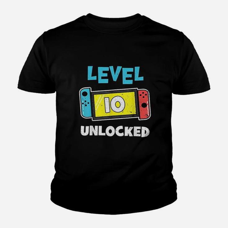 Level 10 Unlocked Gamer 10Th Birthday Gift Video Game Lovers Youth T-shirt
